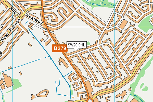 SW20 9HL map - OS VectorMap District (Ordnance Survey)