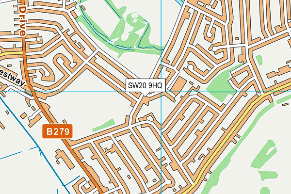 SW20 9HQ map - OS VectorMap District (Ordnance Survey)