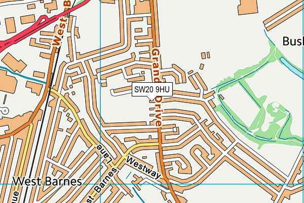 SW20 9HU map - OS VectorMap District (Ordnance Survey)