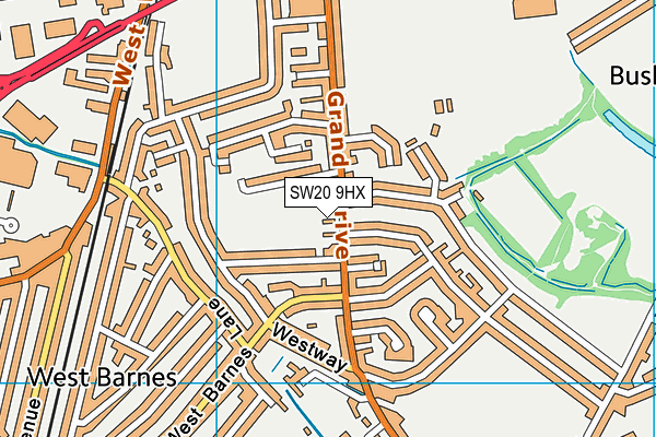 SW20 9HX map - OS VectorMap District (Ordnance Survey)