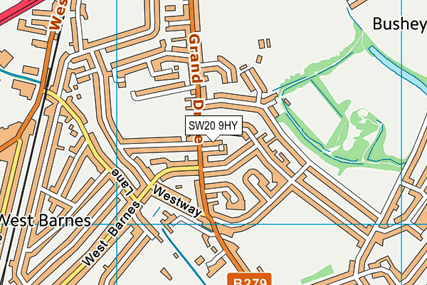 SW20 9HY map - OS VectorMap District (Ordnance Survey)