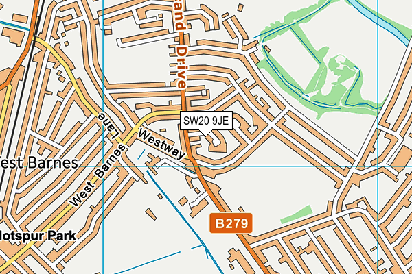 SW20 9JE map - OS VectorMap District (Ordnance Survey)