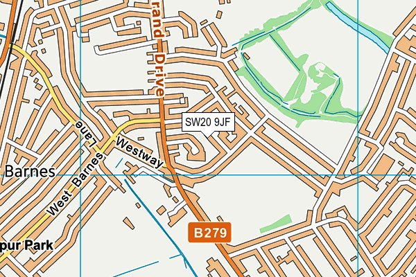 SW20 9JF map - OS VectorMap District (Ordnance Survey)