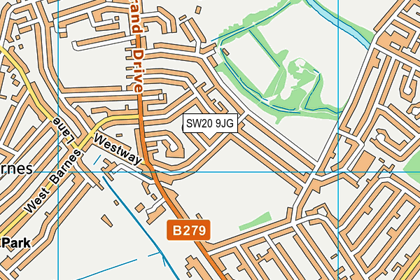 SW20 9JG map - OS VectorMap District (Ordnance Survey)