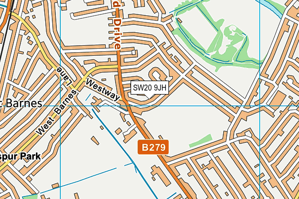 SW20 9JH map - OS VectorMap District (Ordnance Survey)