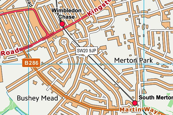 SW20 9JP map - OS VectorMap District (Ordnance Survey)