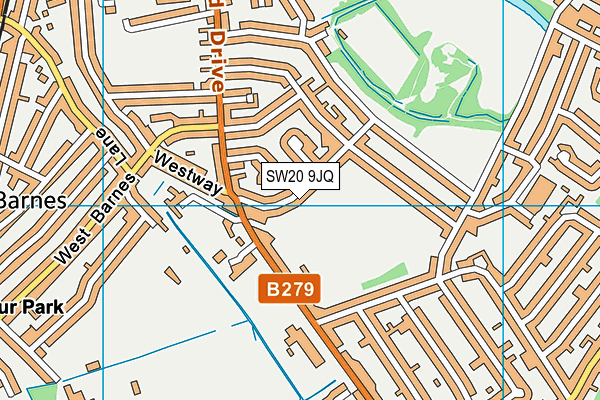 SW20 9JQ map - OS VectorMap District (Ordnance Survey)