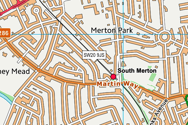 SW20 9JS map - OS VectorMap District (Ordnance Survey)