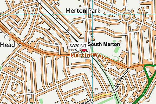 SW20 9JT map - OS VectorMap District (Ordnance Survey)