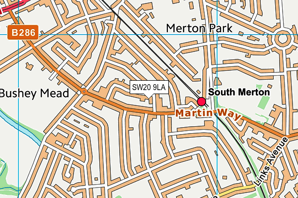 SW20 9LA map - OS VectorMap District (Ordnance Survey)