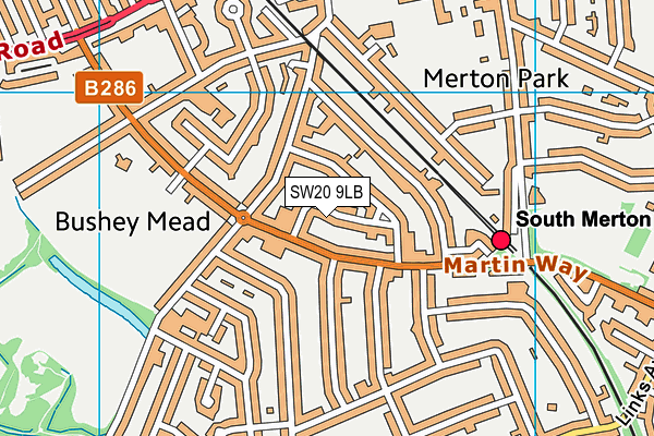 SW20 9LB map - OS VectorMap District (Ordnance Survey)