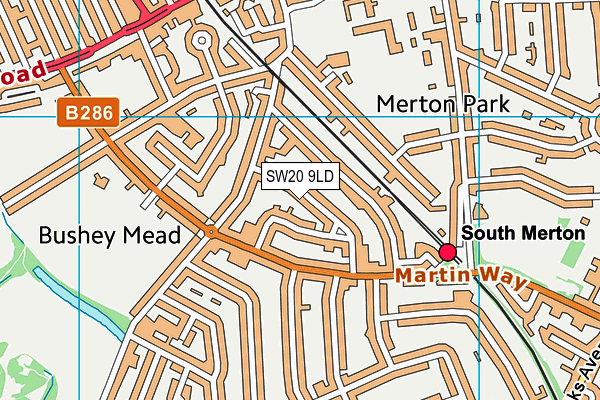 SW20 9LD map - OS VectorMap District (Ordnance Survey)