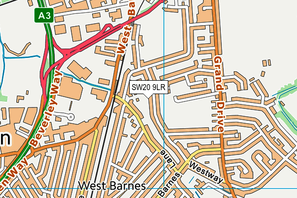 SW20 9LR map - OS VectorMap District (Ordnance Survey)