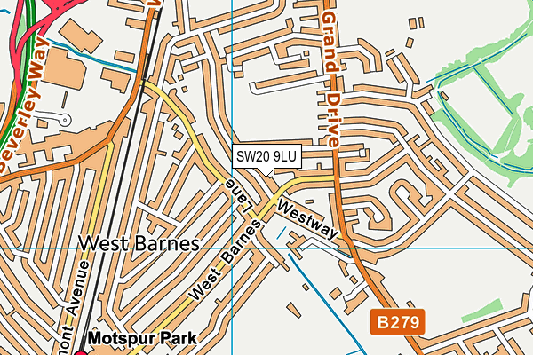 SW20 9LU map - OS VectorMap District (Ordnance Survey)