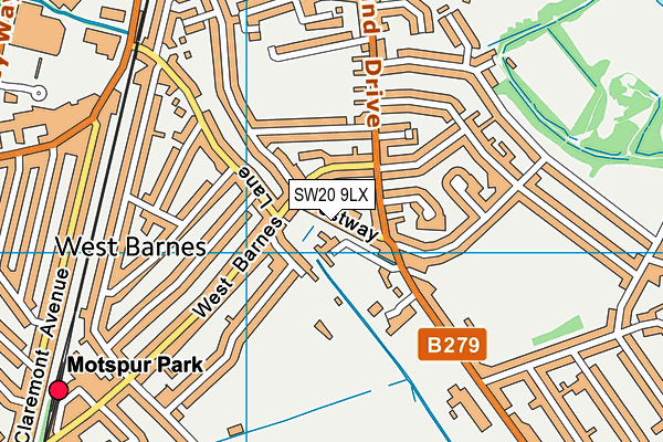 SW20 9LX map - OS VectorMap District (Ordnance Survey)