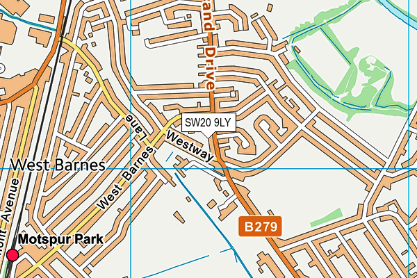 SW20 9LY map - OS VectorMap District (Ordnance Survey)