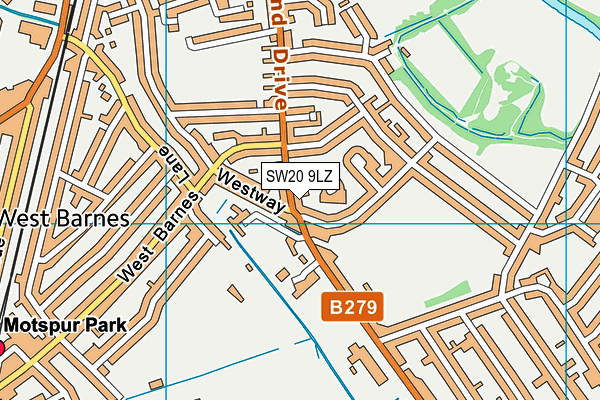 SW20 9LZ map - OS VectorMap District (Ordnance Survey)