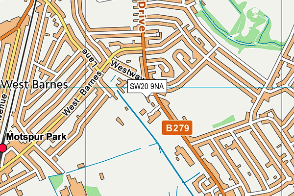 SW20 9NA map - OS VectorMap District (Ordnance Survey)