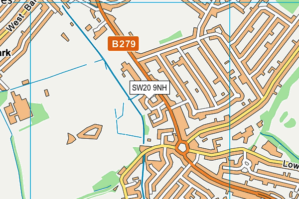 SW20 9NH map - OS VectorMap District (Ordnance Survey)