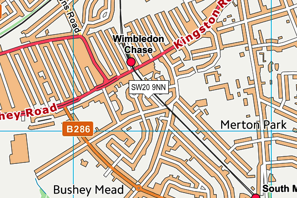 SW20 9NN map - OS VectorMap District (Ordnance Survey)