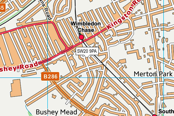 SW20 9PA map - OS VectorMap District (Ordnance Survey)