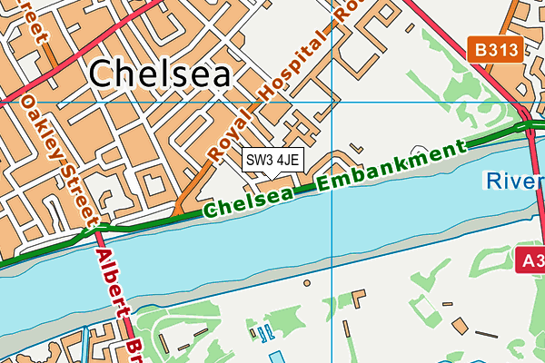 SW3 4JE map - OS VectorMap District (Ordnance Survey)