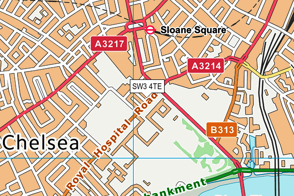 SW3 4TE map - OS VectorMap District (Ordnance Survey)