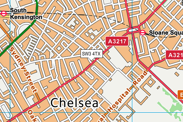 SW3 4TX map - OS VectorMap District (Ordnance Survey)