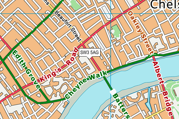 SW3 5AG map - OS VectorMap District (Ordnance Survey)