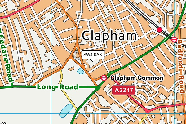 SW4 0AX map - OS VectorMap District (Ordnance Survey)