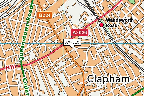 SW4 0EX map - OS VectorMap District (Ordnance Survey)