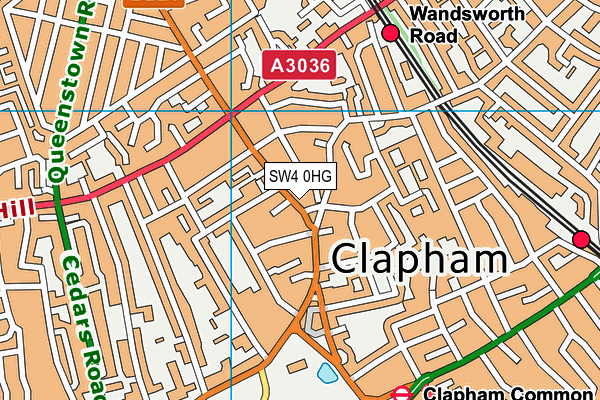 Virgin Active (Clapham) map (SW4 0HG) - OS VectorMap District (Ordnance Survey)