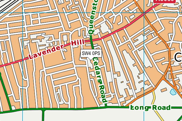 SW4 0PS map - OS VectorMap District (Ordnance Survey)