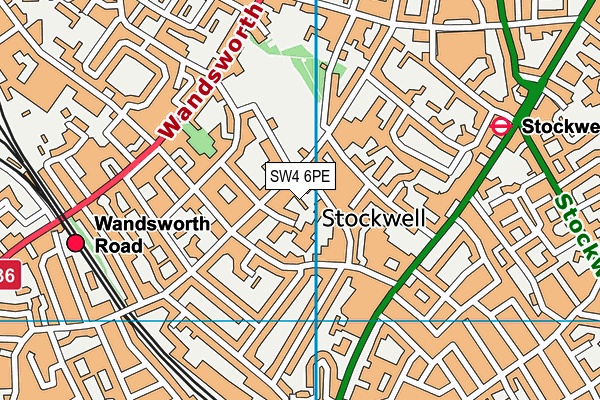 SW4 6PE map - OS VectorMap District (Ordnance Survey)