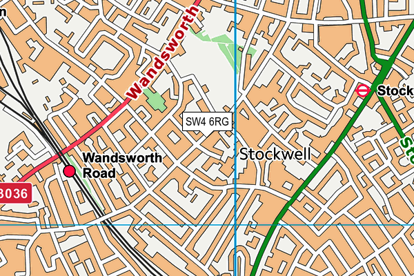 SW4 6RG map - OS VectorMap District (Ordnance Survey)