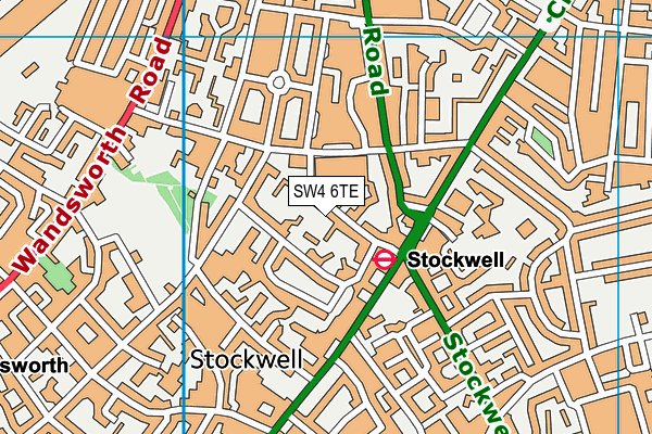 SW4 6TE map - OS VectorMap District (Ordnance Survey)