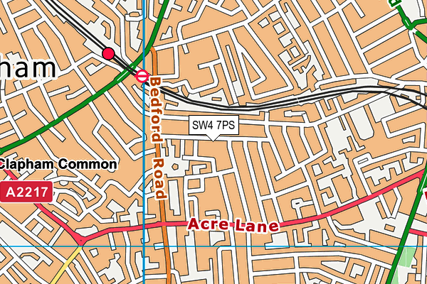 SW4 7PS map - OS VectorMap District (Ordnance Survey)