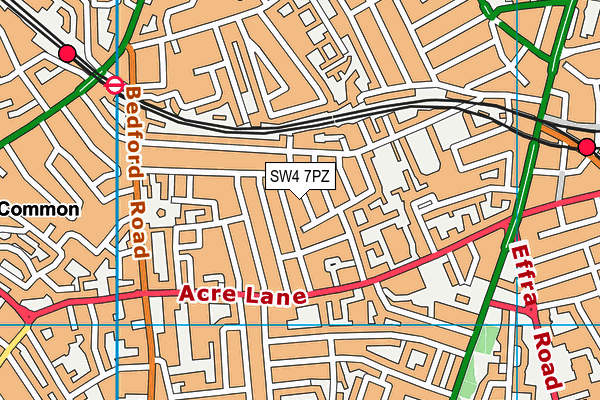 SW4 7PZ map - OS VectorMap District (Ordnance Survey)