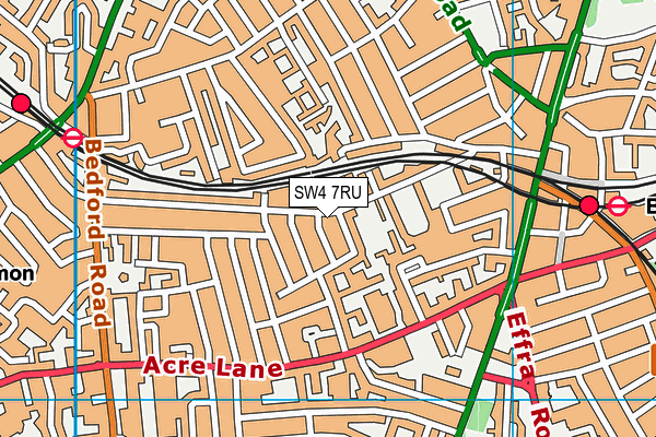 SW4 7RU map - OS VectorMap District (Ordnance Survey)
