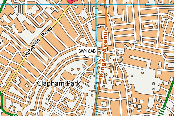 SW4 8AB map - OS VectorMap District (Ordnance Survey)