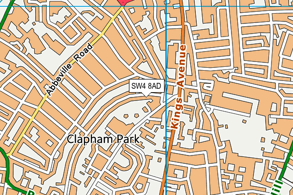SW4 8AD map - OS VectorMap District (Ordnance Survey)
