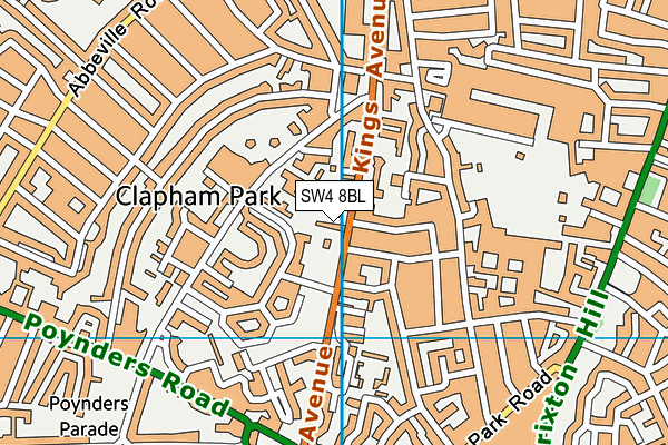 SW4 8BL map - OS VectorMap District (Ordnance Survey)