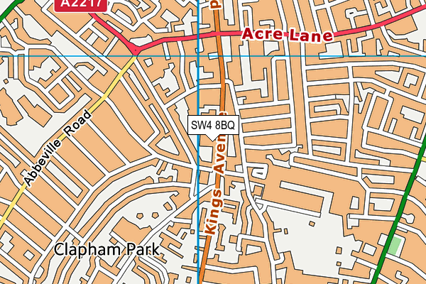 Kings Avenue School map (SW4 8BQ) - OS VectorMap District (Ordnance Survey)