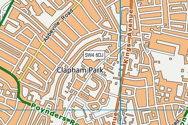 SW4 8DJ map - OS VectorMap District (Ordnance Survey)