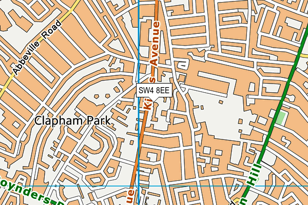 SW4 8EE map - OS VectorMap District (Ordnance Survey)