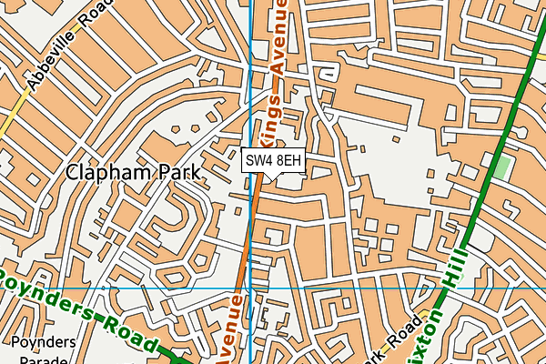 SW4 8EH map - OS VectorMap District (Ordnance Survey)