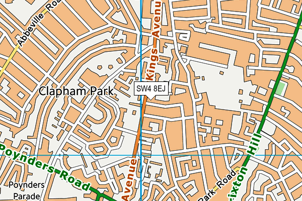 SW4 8EJ map - OS VectorMap District (Ordnance Survey)