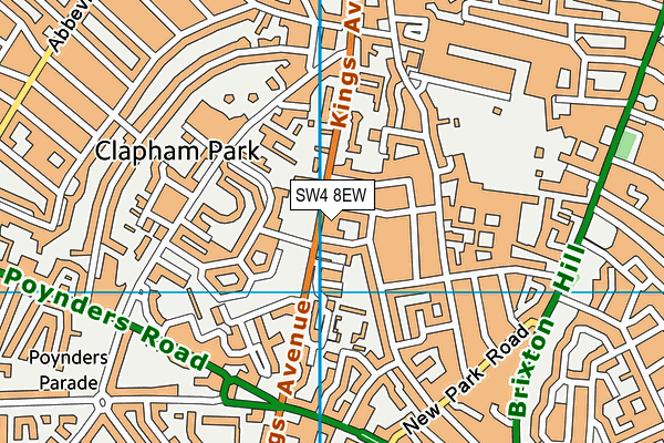 SW4 8EW map - OS VectorMap District (Ordnance Survey)
