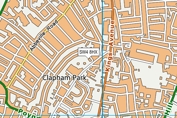 SW4 8HX map - OS VectorMap District (Ordnance Survey)