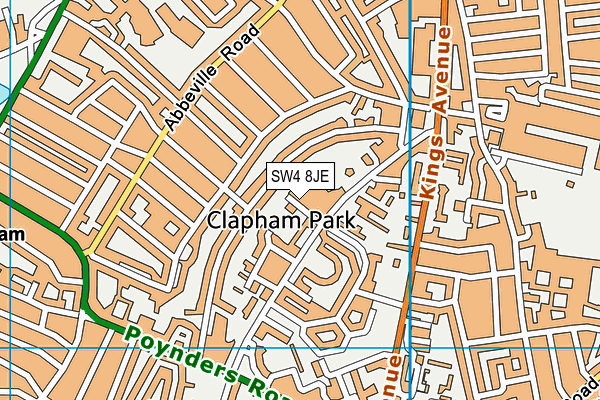 SW4 8JE map - OS VectorMap District (Ordnance Survey)